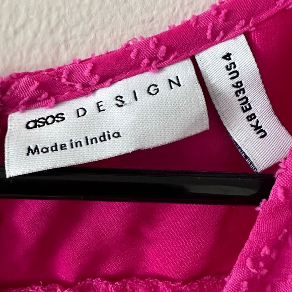 ASOS design pink chevron sheer v neck pleated blouse size 4 - Picture 4 of 4